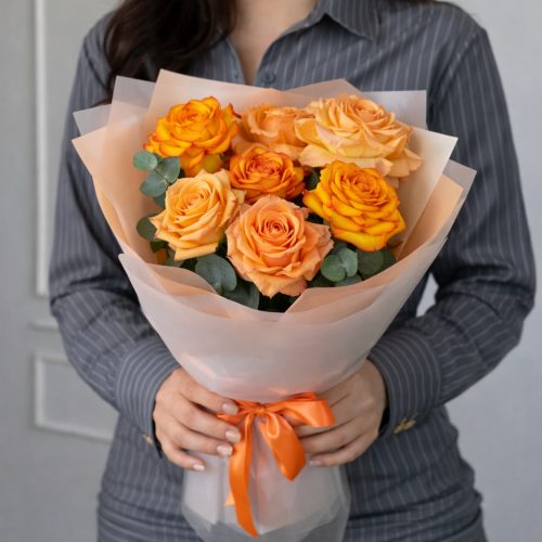 Букет из роз «Персиковое настроение»